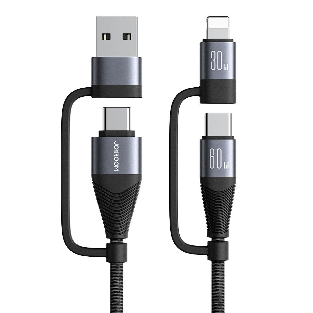 Aluminum alloy four in one data cable for mobile fast charging 60W high-power transmission data cable