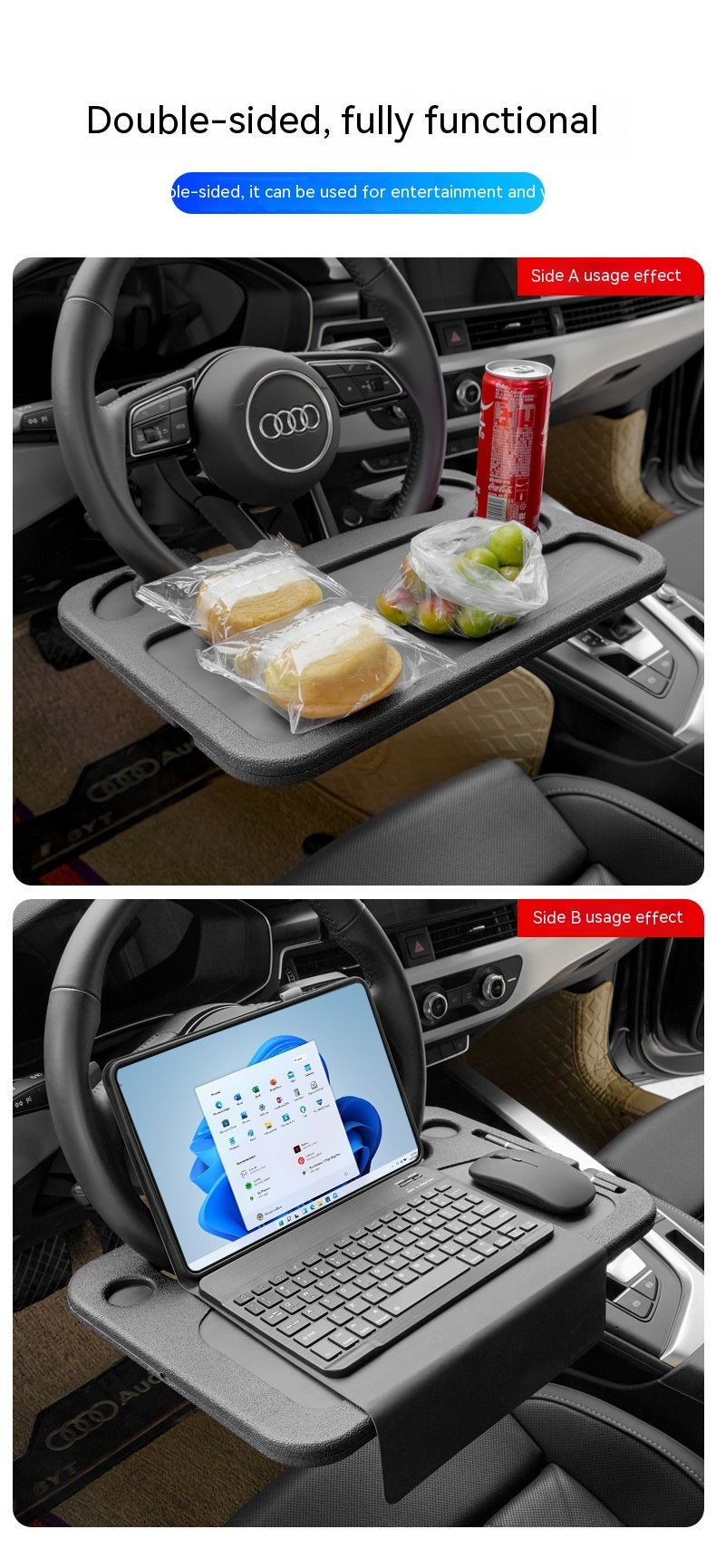 Onboard Steering Wheel Dinning Board Office Laptop Stand Tray