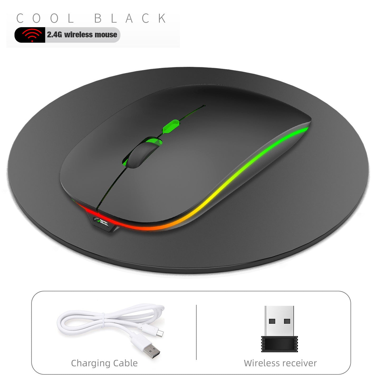 2.4G Colorful Luminous Wireless Mouse Silent Laptop Desktop Office Mouse