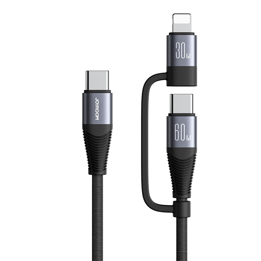 Aluminum alloy four in one data cable for mobile fast charging 60W high-power transmission data cable