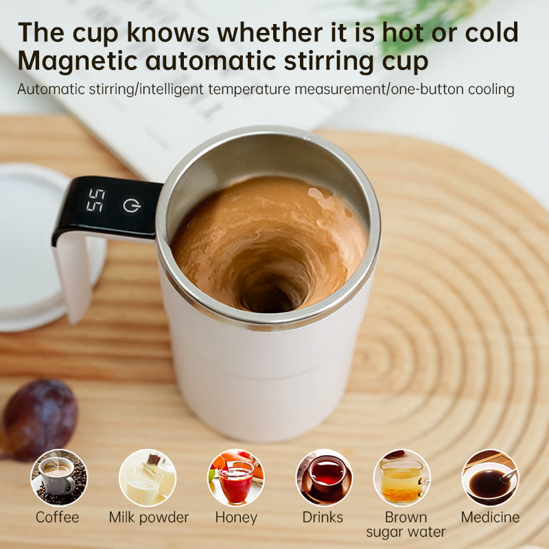 380ML Mini Self-Mixing Coffee Mug, IP67 Waterproof, Food-Safe, USB Rechargeable, for Tea & Coffee