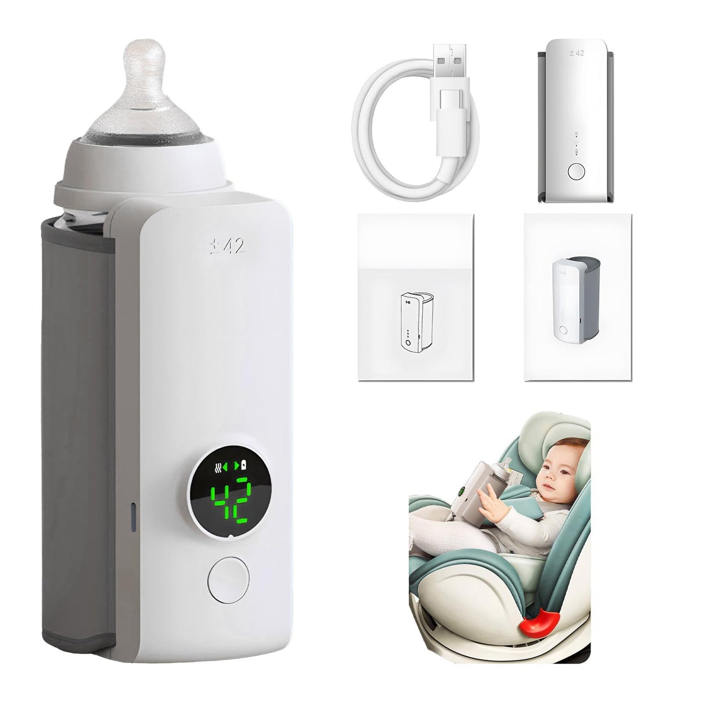 Portable Wireless Rechargeable Baby Bottle Warmer